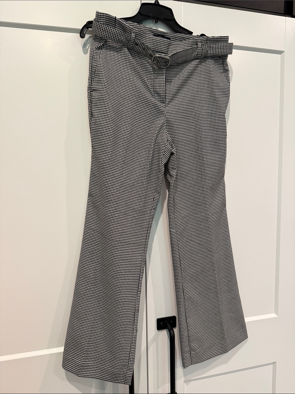Ann Taylor Black and White Houndstooth Trousers with Belt